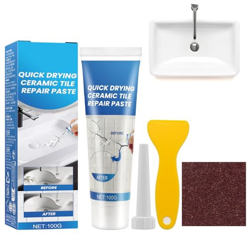 HASAIKA Pasta per la Riparazione di Piastrelle, Adesivo in Pasta per Piastrelle, Kit Crema Riparatrice per Pareti con Ugello a Punta Raschietto,per Unghie, Porcellana, Fori di Crepe (Blu)