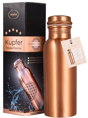 DAYASA Kupferflasche 650/950 ml - einzigartige Designs um dein Wasser zu energetisieren | von Hand gefertigt | lebensmittelecht (Velvet 650 ml)