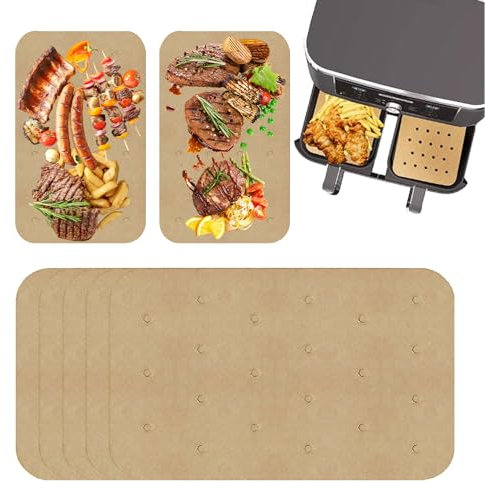 150 Stück Antihaft Backpapier für Heißluftfritteuse,Kompatibel mit Ninja Airfryer AF300EU und AF400EU,Rechteckig ideales Zubehör für Foodi Dual Air Fryer,Perfekt für Knusprige,Gesunde Gerichte