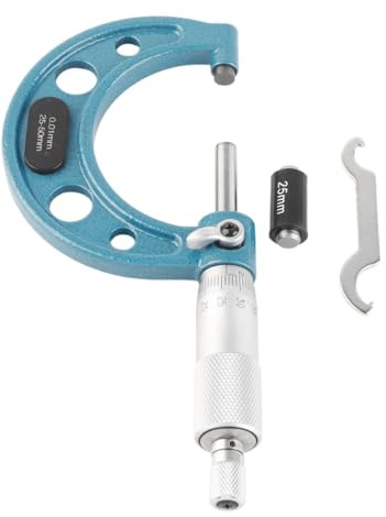 VOANZO Micromètre extérieur 25-50 mm Micromètre Externe de Haute précision Outil de Mesure d'épaisseur en Acier Inoxydable Précision de 0,01 mm avec clé et boîte en Plastique