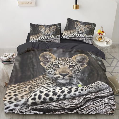 3D-gedrucktes Fuchs-Bettlaken 135 X 200 cm + Kissenbezug Mit Reißverschluss 80 X 80 cm,Weiches Mikrofaser-Bettbezug-Bettwäscheset Mit Reißverschluss (Style-2,220×240cm+50×75cm×2)