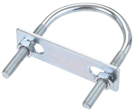 MACHSWON Round U-Bolt,1 Set Zinc Plated Alloy Steel M8 U Bolts 60mm(2.36) Inner Width 100mm Length with Nuts and Frame Plate for Automobiles Boat Trailer