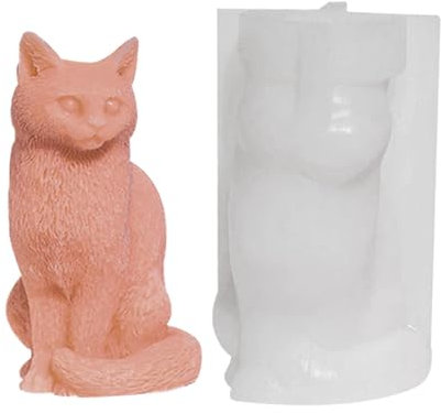 Moule à bougie en silicone pour chat, moule à gâteau en silicone 3D, moule en résine pour chat, moule animal mignon, moule de décoration d'intérieur, décorations de bureau