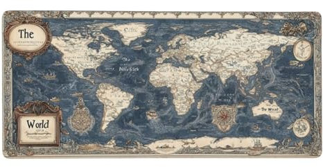 Mauspad Retro Groß 600x400x3 mm, Mousepad XXL Weltkarte Schreibtischunterlage mit Genähten Kanten, Gaming Mauspad mit Rutschfeste Unterseite, Desk Mat für PC-Büro,Laptop,Compute,Frauen Geschenke-X1116