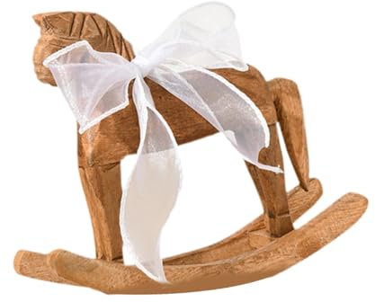 KESOTO Holzfigur Eines Pferdes, Schaukelpferd Dekoration, Geschenkidee für Besondere Anlässe, Organzaband