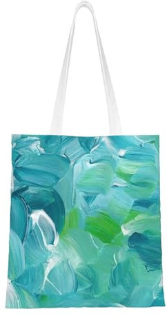LIXLZH blue oil paint texture Print Reusable Shoulder Bag Totes Bag for Vacation Shopping Grocery Gym Fabric Bag Tote, Black, One Size, Black, One Size