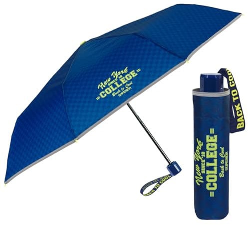 PERLETTI Regenschirm Taschenschirm Blau Reflektierend Kinder - Jungen Regen Schirm Kompakt Klein Windsicher - Kinderschirm 7+ Jahre Windfest Sicher Bunt - Durchmesser 91 cm (Schachbrettmuster in Blau)