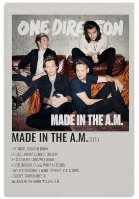 MTYGBCX Poster mit Aufschrift One Direction Made in The AM auf Leinwand, Vintage-Stil, ästhetisches Poster, dekoratives Gemälde für Wohnzimmer, Schlafzimmer, 30 x 45 cm, ungerahmt