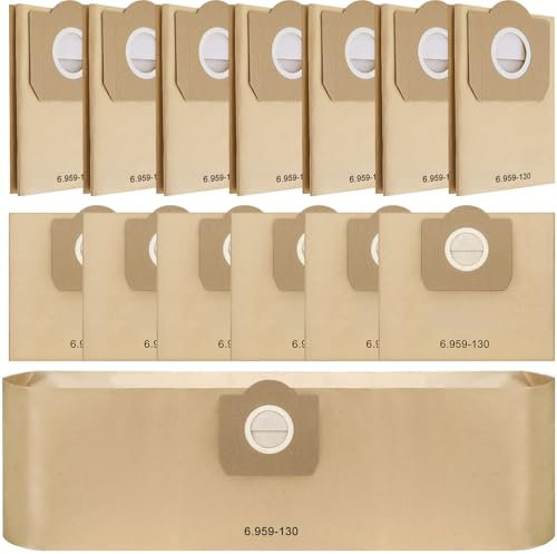 14 Piezas Bolsas de Polvo Compatible con Kärcher WD3 6.959-130.0, Bolsa de Aspiradora Compatible con Kärcher WD3 1629, MV3 A2201, A2204, A2504, A2554, A2251, A2604, WD 3 Premium