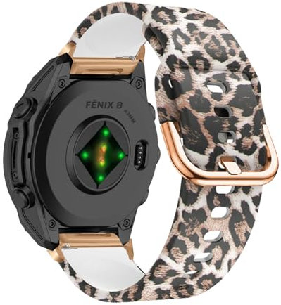 SeNool QuickFit 20mm Armband für Garmin Fenix 8 43mm/Fenix 7S Pro Solar/Fenix 7S/ Fenix 6S/Fenix 6S Pro/Fenix 5S, Soft Silikon Ersatzband Uhrenarmband für Garmin Descent Mk3S/Descent Mk3Si - Leopard