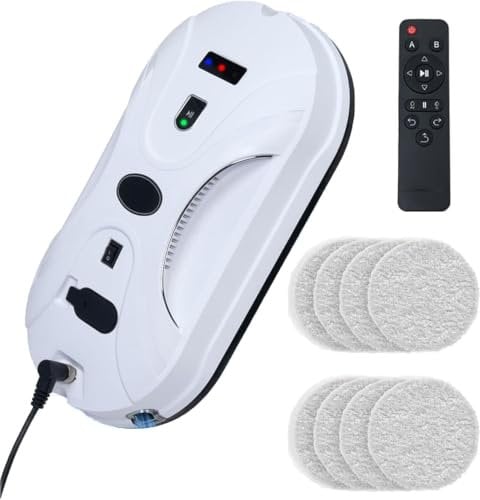 Fensterputzroboter Automatischer Fensterreinigungsroboter Fensterroboter Mit Wasserstrahl, Fensterreiniger Roboter Elektrisch Fenstersauger 5600pa Starke Saugkraft für Große Außenfenster