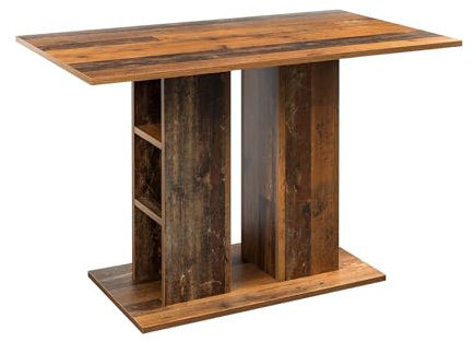 Riess Ambiente Zeitloser Esstisch Modena - 110cm - Natur - Altholz-Optik - mit Stauraum Säulenfuß rustikal pflegeleicht 4 Personen