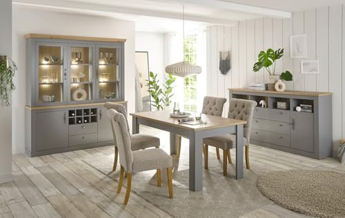 Furn.Design Wohnwand in grau und Artisan Eiche Landhaus Wohnkombination 4-teilig 291 x 201 cm, Rideau