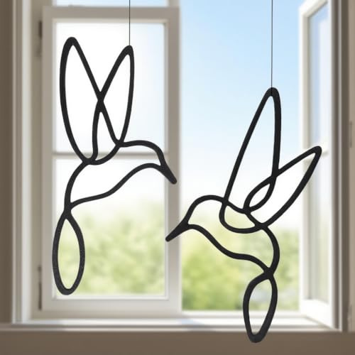 Lineart Vögelset zum Aufhängen Elegant Zeitloses Design fensterdeko hängend Fensterdeko Hängend Modern Ganzjährige Fensterdekos hängends Fensterschmuck Frühlingsdeko Wanddeko