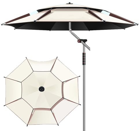 ZYXQQJ Ombrellone da Spiaggia da Pesca Ombrellone da Sole Antivento Anti-UV 200/220/240/260cm Ombrellone da Mare con Ancora di Sabbia(Beige,2m(6.5ft))
