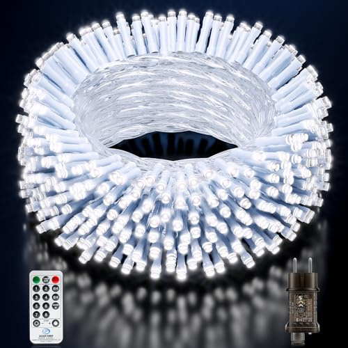 Buudala Luci Albero di Natale, 43.2M/141.73FT 320 LED Luci Natalizie da Esterno ed Interno, 8 Modalità con Funzione Memoria e Telecomando Luci di Natale per Giardino, Balcone, Festa - Bianco Freddo
