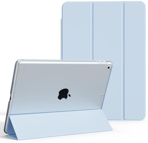 KVTVOU Clear Case for iPad 9th / 8th / 7th Gen 2021/2020/2019, Sky Blue | Hard PC Transparent Back Cover, Tri-fold stand, Ultra-thin Basic Protective Case for iPad 9/8/7 10.2 Inch, Auto Sleep/Wake
