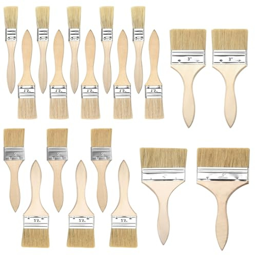 20 Stück Flachpinsel-Set 1-5 Zoll Mit Holzgriff | 20-Teiliges Set in 7größen (1, 1,5, 2, 2,5, 3, 4, 5zoll) Deckt Alle Anforderungen Ab – Von Feinen Linien Bis Zu Großen Wänden