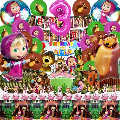 Masha Geburtstag 3 Jahre, Thema Masha Geburtstag 3 Jahre, Partydekoration Bär 3, Luftballons Bär 3, Geschirr Ma Sha Com Pleanno, Hintergrund Ma Sha Com Pleanno, M Asha Kuchendekoration, Servietten M