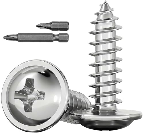 Dayalo Lot de 100 vis à bois M4 x 12 mm - Vis à tête bombée cruciforme - Vis à tête plate - En acier inoxydable A2 V2A - Filetage complet - Avec embout de tournevis