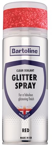 Bartoline Glitter Spray Clear Sealant Red 400ml – Vibrant Red Glitter Paint for Crafts, Décor and DIY, Multi-Surface Spray for Wood, Metal, Plastic, Fabric Bold Sparkling Finish for Indoor and Outdoor