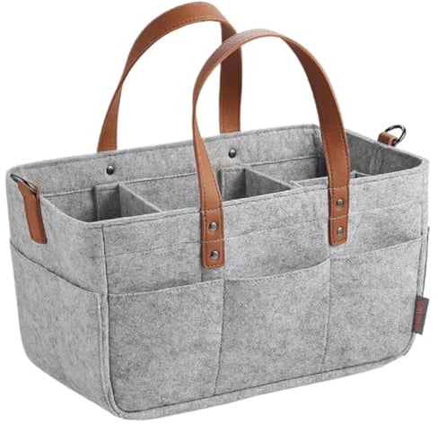 Baby-Windel-Caddy, tragbarer Windel-Caddy-Organizer, faltbare Kindergarten-Filztasche, Babykorb, Wickeltisch-Organizer für Windeln und Feuchttücher, Grau