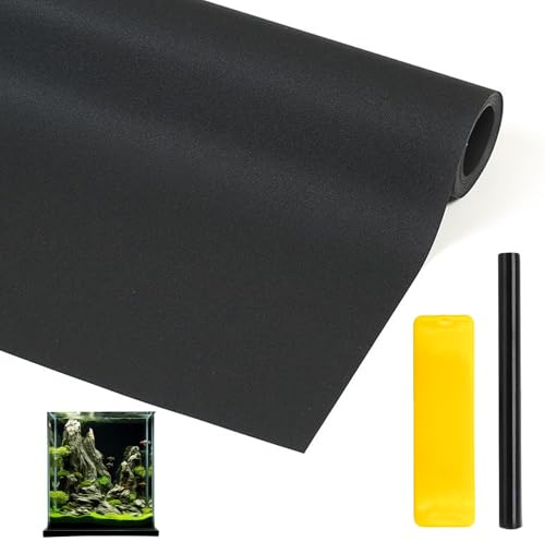 SRVAXZN Statisch Haftender Aquariumhintergrund, 40 × 400cm Aquarium Hintergrund PVC Aquarium Folie Rückwand Selbstklebend Rückwandfolie Schwarzer Folie mit Schaber für Aquarien Terrarium