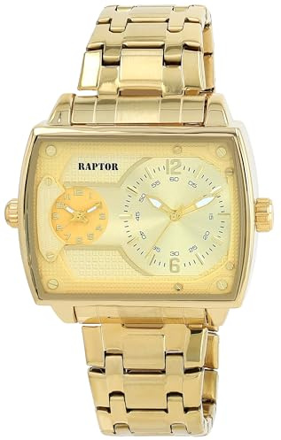 Raptor Damen Armbanduhr Analog in Gold, Gesamtlänge 23.5 cm, Edelstahlarmband – 3 ATM