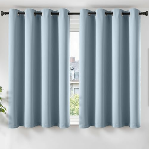TOPICK Gardinen Verdunklungsvorhänge Vorhänge H145xB140 cm 2er Set Hellblau | Gardinen mit Ösen Wohnzimmer Fensterdekoration Curtains Living Room Vorhänge Blickficht Schlafzimmer Türvorhang Übergardinen