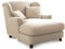 Cavadore XXL-Sessel Assado / Großer Polstersessel mit Holzfüßen und großer Sitzfläche / Inkl. 2 Zierkissen / 109 x 104 x 145 / Flachgewebe Beige
