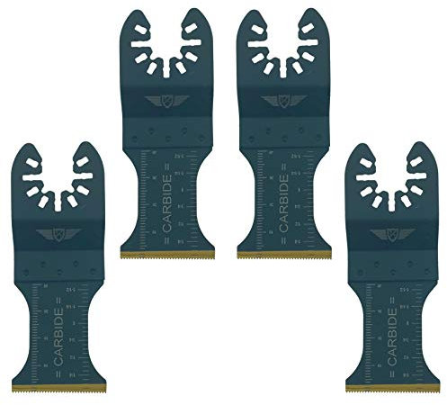 4 x TopsTools FA35ACT_4 Fast Change Tungsten Carbide Heavy Metal Blades Compatible with Dewalt Black and Decker Bosch Fein (Non-StarLock) Makita Milwaukee Parkside Ryobi Worx Workzone Multitool