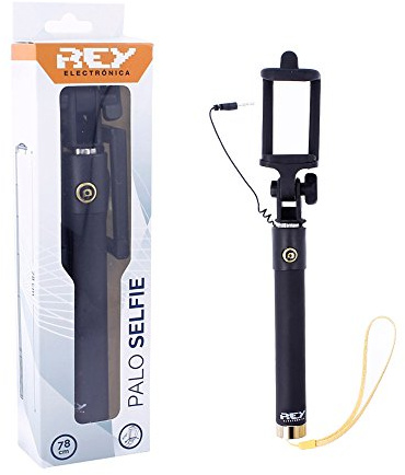 Palo Selfie Universal con Cable, Soporte de Teléfono Móvil para Autorretratos, Negro