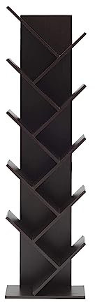 Rebecca Mobili Estantería de Madera, repisas marrón, wengué, 10 estantes,Muebles Oficina hogar- Medidas: 160 x 44,5 x 22cm (AxANxF) - Art. RE6028