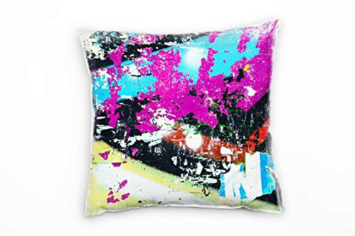 Paul Sinus Art Abstrakt, lila, blau, gelb, schwarz, Graffiti Deko Kissen 40x40cm für Couch Sofa Lounge Zierkissen - Dekoration zum Wohlfühlen
