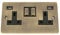 Antique Brass Flat USB Socket 2 Gang Black Insert Metal Rocker Switch (2100mA)