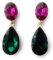 Pendientes largos mujer bisutería cristales de colores fiesta boda chapado plata, fucsia verde