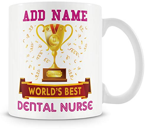Dental Nurse Mug - Worlds Best Mug Gift - Customise with Name - Pink
