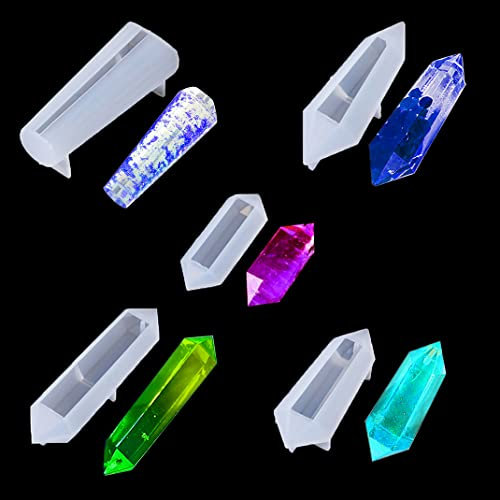 iSuperb 5 Stück Anhänger Kristall Epoxidharz Silikon Resin Formen Stein Kristalle Gießform Silikonform Epoxidharz Gießformen für Schmuck Handwerk