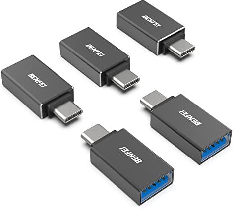 BENFEI USB C auf USB 3.0 Adapter, 5 Stück, USB C auf A Stecker auf Buchse, Adapter - Schwarz