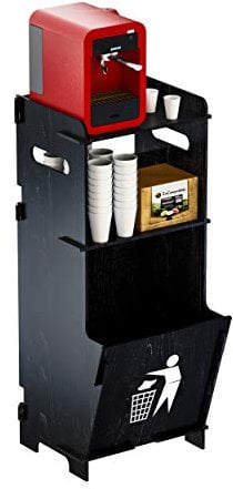 Cemab Mobiletto per macchina da caffè con cestino, in legno. Ideale per uffici, negozi, sale d'attesa, B&B (nero)
