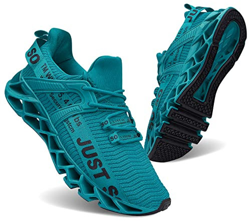 Wonesion Herren Fitness Laufschuhe Atmungsaktiv rutschfeste Mode Sneaker Sportschuhe,3 Lake Blau,44 EU