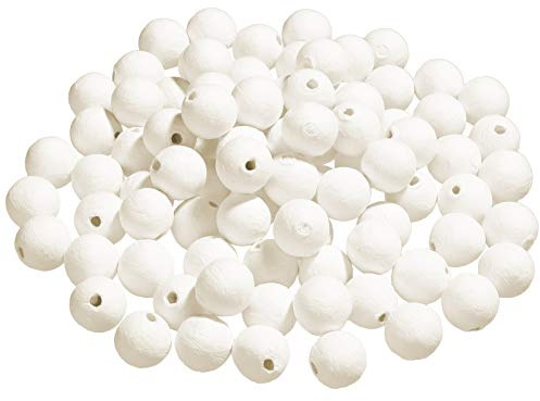 Zonon 100 Pcs Cotton Spun Paper Balls 15 mm White Natural | Spun Cotton Paper Balls Coloring for Making Flowers, DIY, Crafts Decorations