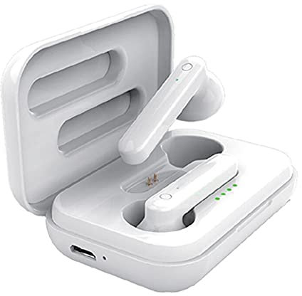 4-OK Cuffie Bluetooth senza fili 5.0 con microfono. Cuffie senza fili Bluetooth con facile accoppiamento. HI-Fi Stereo, Touch Sensor. Scatola di ricarica. Compatibile con Apple e Android.