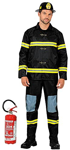 W WIDMANN MILANO Party Fashion - Feuerwehrmann Kostüm | 3-teilig mit Oberteil, Hose und Helm, Feuerwehrkostüm für Karneval, Mottopartys