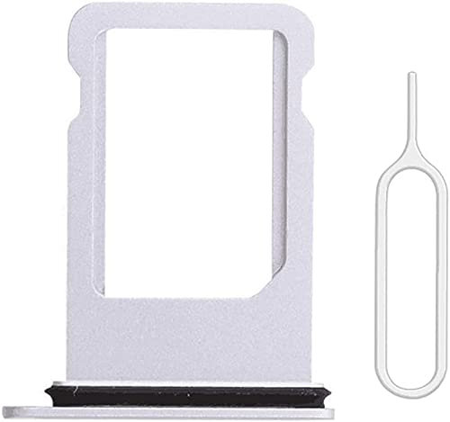 Lazyouth SIM Card Tray Holder Slot Replacement Compatible with iPhone 8 4.7 Inch with Eject Pin and Rubber Waterproof Gasket Ring (Silver)