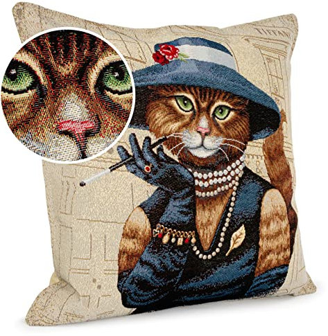 ANRO Kissenbezug Dekokissen Kissen Sofakissen Kissenbezüge Kissenhülle Gobelin Golden Twenties 45x45cm mit Füllung