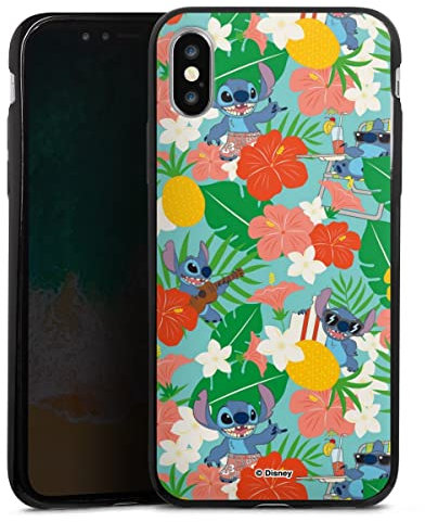 Slim Case extra dünn kompatibel mit Apple iPhone X Silikon Handyhülle schwarz Hülle Lilo & Stitch Disney Film