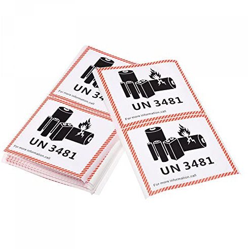 sourcing map Packung mit 100 UN3481 Batterie Aufkleber für Batterie Warnung Versand- und Handhabungswarnung mit schwarzen Wörtern 4,68 x 4,29 Inch weiß