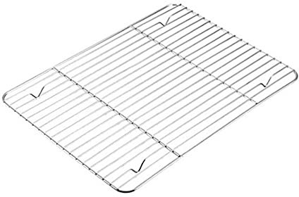 Quadratischer Tellerrost mit flachem Boden Backformrost Dampfrost Dicker Edelstahl-Backblechrost-23*17cm