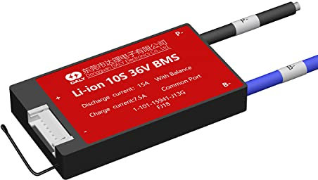 DALY BMS 10S 36V 15A Li-Ion Akku Management System Akku Pack Protection Board mit Common Port und Balance Leads für Home DIY 18650 Battery Electronic Device